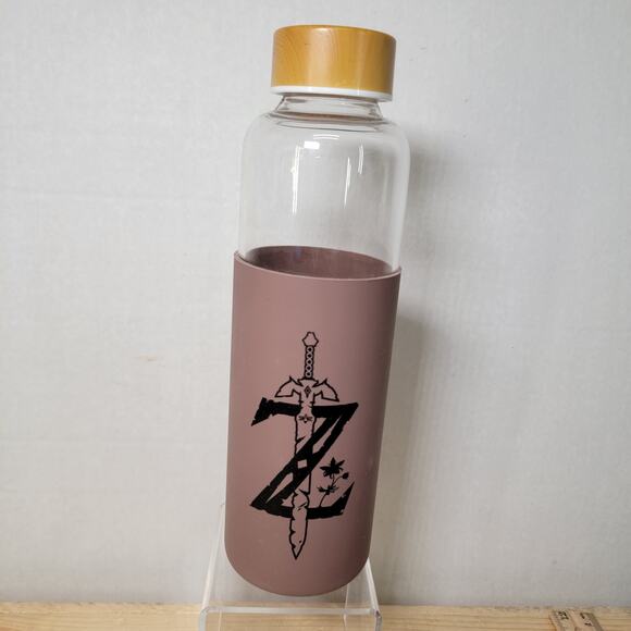 The Legend Of Zelda Glass Bottle w/ Rubber Grip & Screw On Lid by Culturefly - Picture 1 of 7